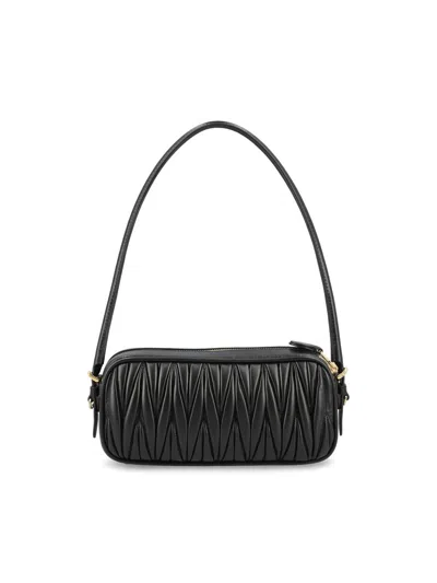 Miu Miu Black Matelasse Shoulder Bag In Black