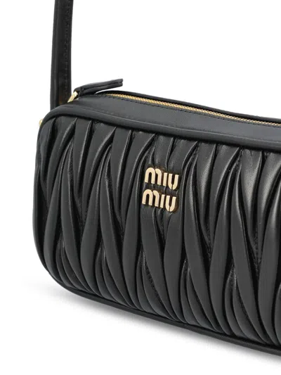 Miu Miu Black Matelasse Shoulder Bag In Black