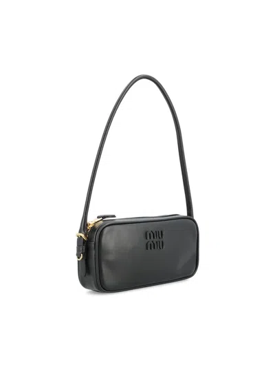 Miu Miu Leather Logo-detail Mini Bag In Black