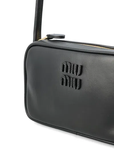 Miu Miu Leather Logo-detail Mini Bag In Black