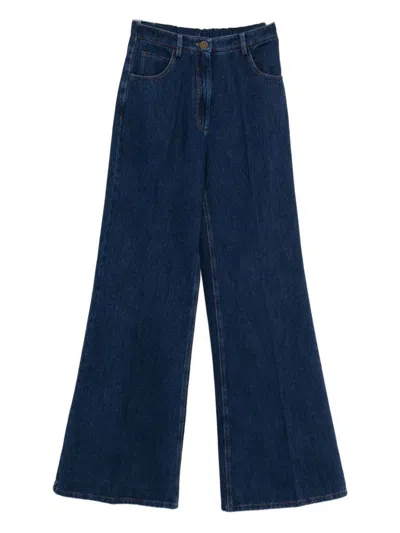 Forte Forte Wide-leg Denim Trousers Featuring Pockets In Blue