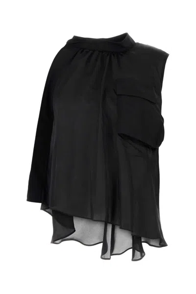 Sacai Asymmetric Blouse In Black