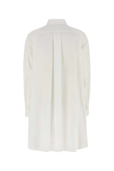 Sacai White Poplin Shirt Dress In Multi