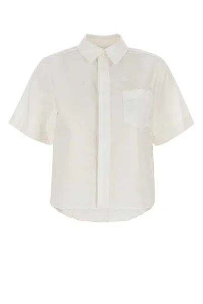 Sacai Pleated-panel Shirt In Sand