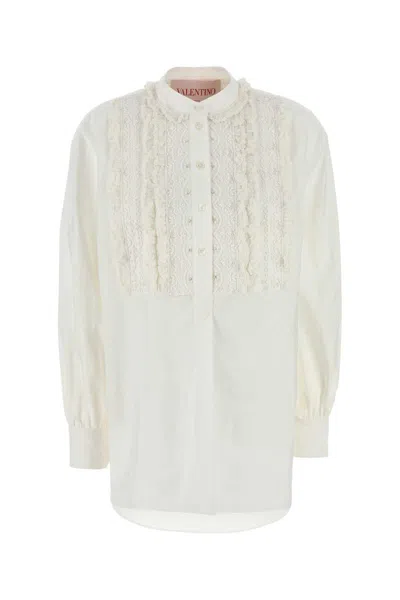 Valentino Garavani White Cotton Blend Blouse