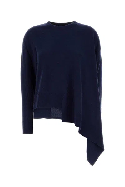 Alexander Mcqueen Asymmetric Hem Cashmere-wool Sweater In Blue