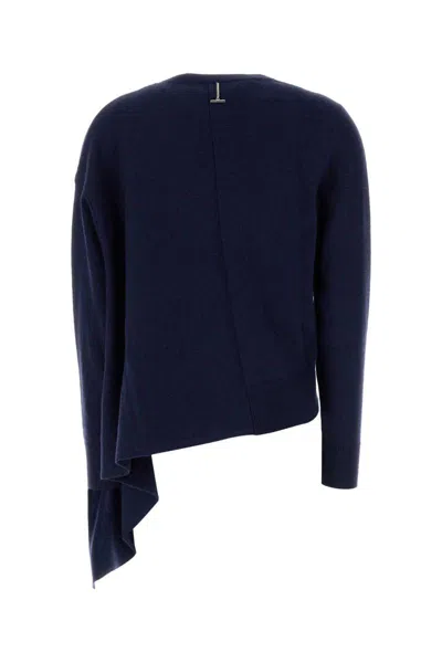 Alexander Mcqueen Asymmetric Hem Cashmere-wool Sweater In Blue