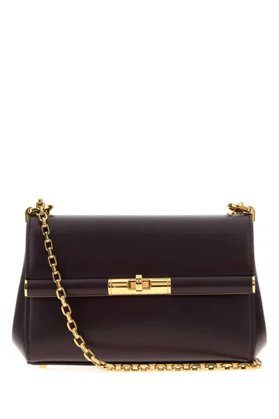 Dolce & Gabbana Mini Marlene City Shoulder Bag In Grained Leather In Brown