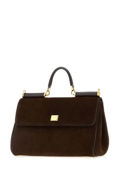 Dolce & Gabbana Brown Suede My Sicily Handbag In Brown
