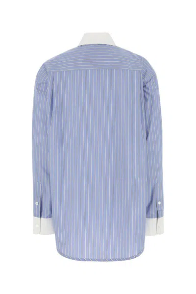 Marni Blue Striped Poplin Shirt In Multi