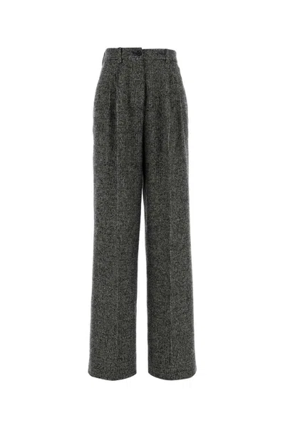 Dolce & Gabbana Wool Trousers With Back Pocket And Pleated Design In Gray