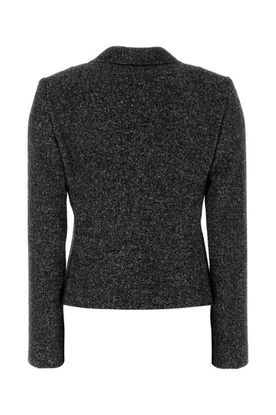 Dolce & Gabbana Embroidered Stretch Wool Blend Blazer In Black