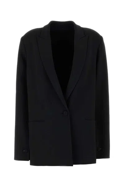 Alberta Ferretti Stretch Crepe Blazer Notched Lapels In Black