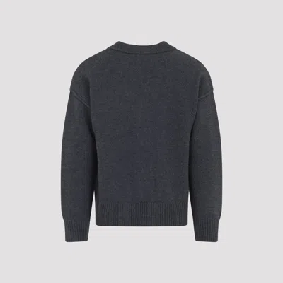 Ami Alexandre Mattiussi Ami De Coeur Heather Grey Wool Cardigan In Gray