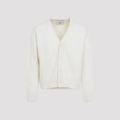 Ami Alexandre Mattiussi V-neck Cardigan With Ribbed Cuffs And Hem In White