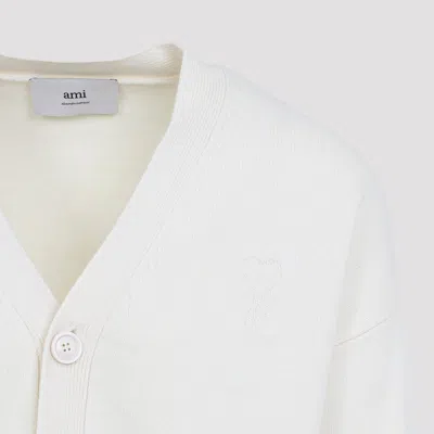 Ami Alexandre Mattiussi V-neck Cardigan With Ribbed Cuffs And Hem In White