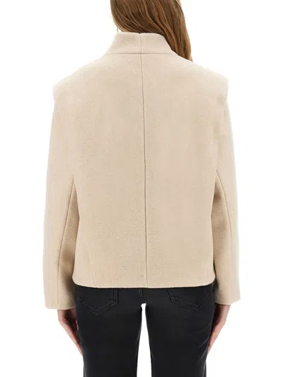 Isabel Marant Wool Jacket With Structured Shoulders And Collarless Design In Neutral