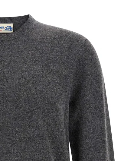 Ballantyne Ribbed Hem Cashmere Sweater With Long Cuffed Sleeves In Gray