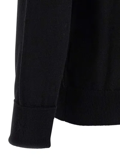 Ballantyne Cashmere Crewneck Sweater With Ribbed Cuffs In Black