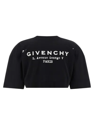 Givenchy Cropped Fit T-shirt In Cotton With Stamp Print Clothing In Black
