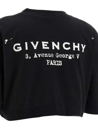 Givenchy Cropped Fit T-shirt In Cotton With Stamp Print Clothing In Black