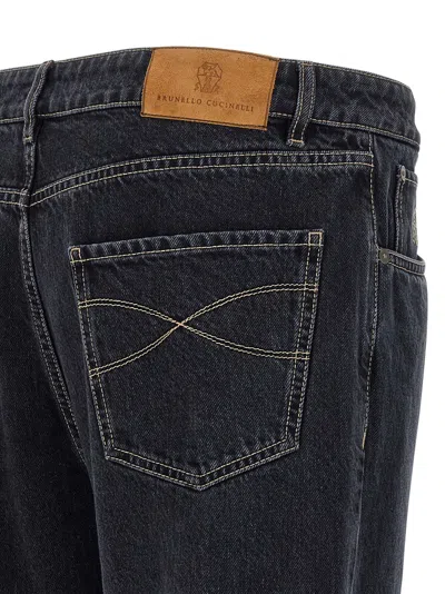Brunello Cucinelli Rolled Cuff Five-pocket Denim Trousers In Black