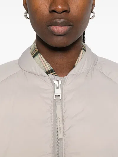 Canada Goose Quilted Bomber Jacket Featuring Long Sleeves In Neutral