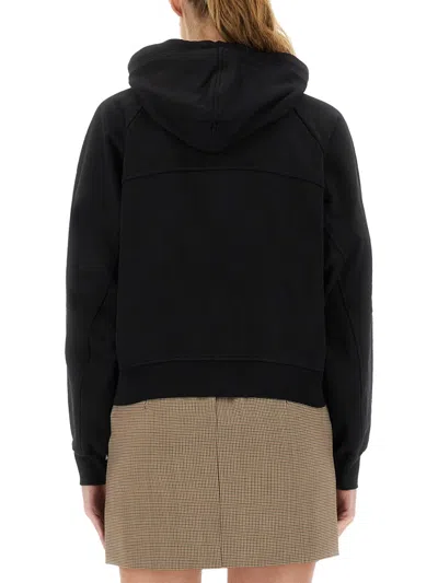 Vivienne Westwood Cropped Black Hoodie With Zipper Closure And Ribbed Details In Brown