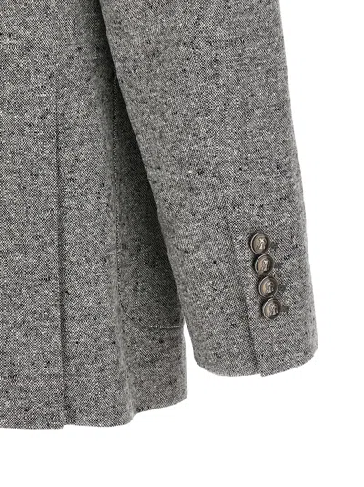 Brunello Cucinelli Tailored Suit Set Double-breasted Jacket In Gray
