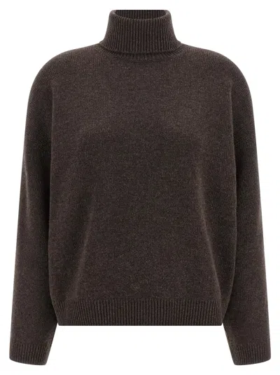 Brunello Cucinelli High Neck Sweater Sweaters And Cardigans Brown In Black