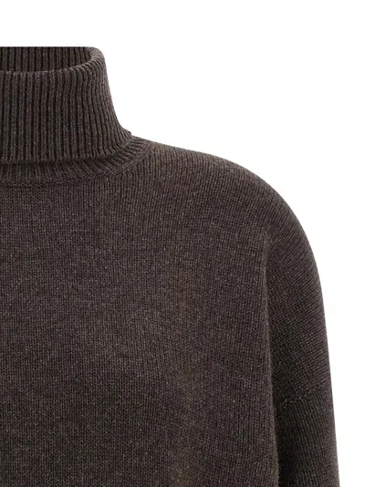 Brunello Cucinelli High Neck Sweater Sweaters And Cardigans Brown In Black