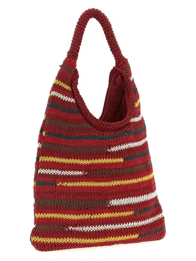 Jw Anderson Soft Knit Hobo Style Shoulder Bag In Red