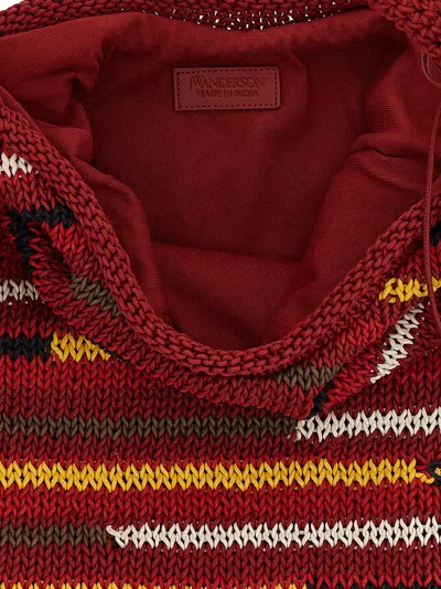 Jw Anderson Soft Knit Hobo Style Shoulder Bag In Red