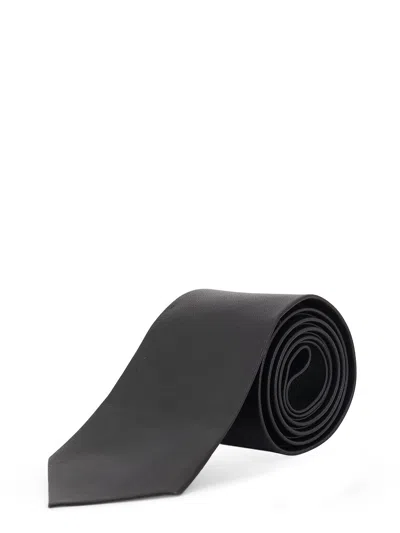 Tom Ford Logo Silk Tie In Black