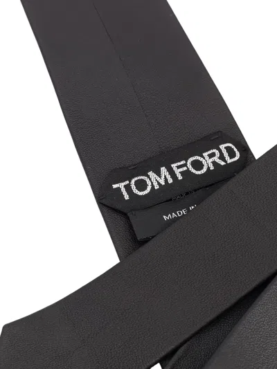 Tom Ford Logo Silk Tie In Black