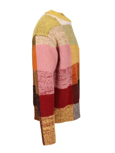 Dries Van Noten Marti Crew Neck Knite With Check Motif Knitwear Multicolor In Multi