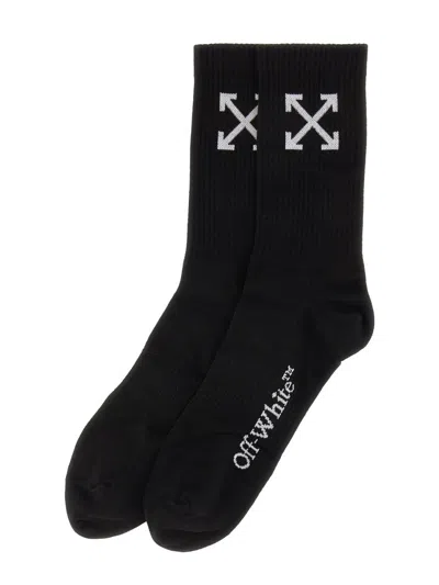 Off-white Arrow Logo Socks In Black