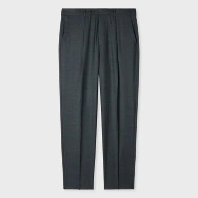 Paul Smith Dark Green Straight-fit Wool Check Trousers In Black