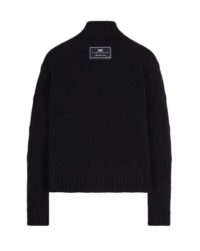 Elisabetta Franchi Black Jacquard Diamond Sweater In Black