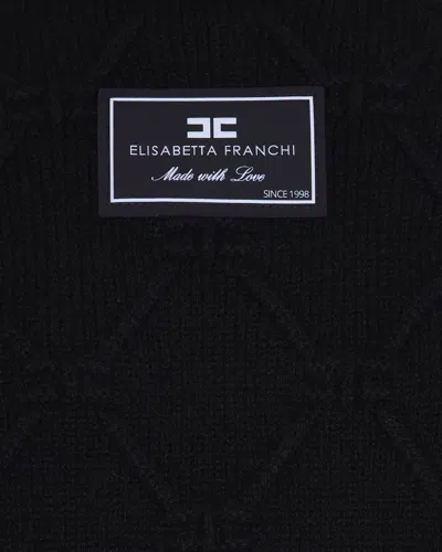 Elisabetta Franchi Black Jacquard Diamond Sweater In Black