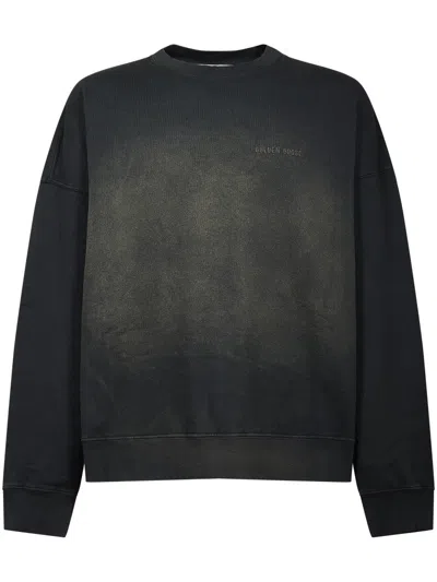 Golden Goose Unisex Crew Neck Sweater With Unique Bleaching Effect And Embroidery In Black