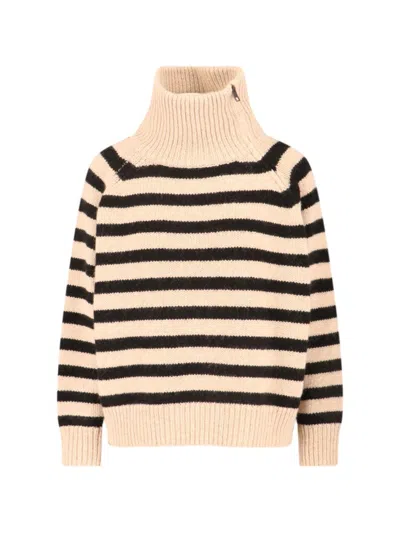 Nili Lotan Striped High Neck Knitwear With Ribbed Cuffs And Hem In Multi