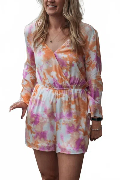 Promesa Tie Dye Romper In Multi In Purple