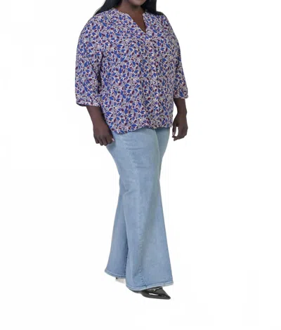 Nydj Pintuck Button Down Blouse - Plus In Charlottes Cove In Multi