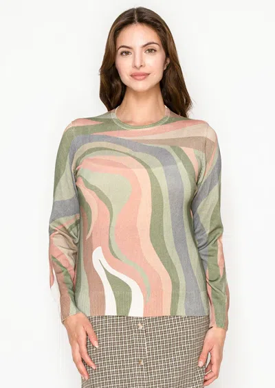 Yal New York Abstract Wave Print Sweater - Earth Tones In Multi