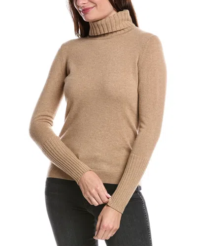 Forte Cashmere Chunky Trim Turtleneck Cashmere Sweater In Brown