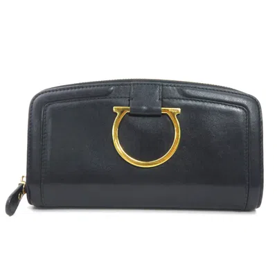 Pre-owned Ferragamo Leather Long Wallet (bi-fold) () In Black