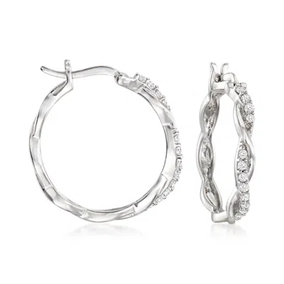 Ross-simons Diamond Twisted Hoop Earrings In Sterling Silver In Silver