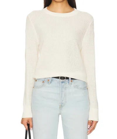Enza Costa Linen Open Knit Crewneck Sweater In Cream In White