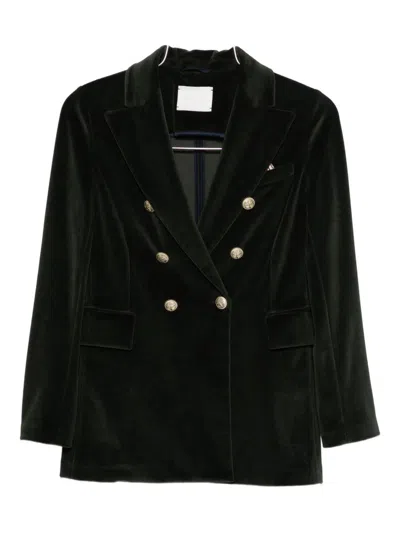Circolo 1901 Double-breasted Cotton Jacket Featuring Pockets In Green